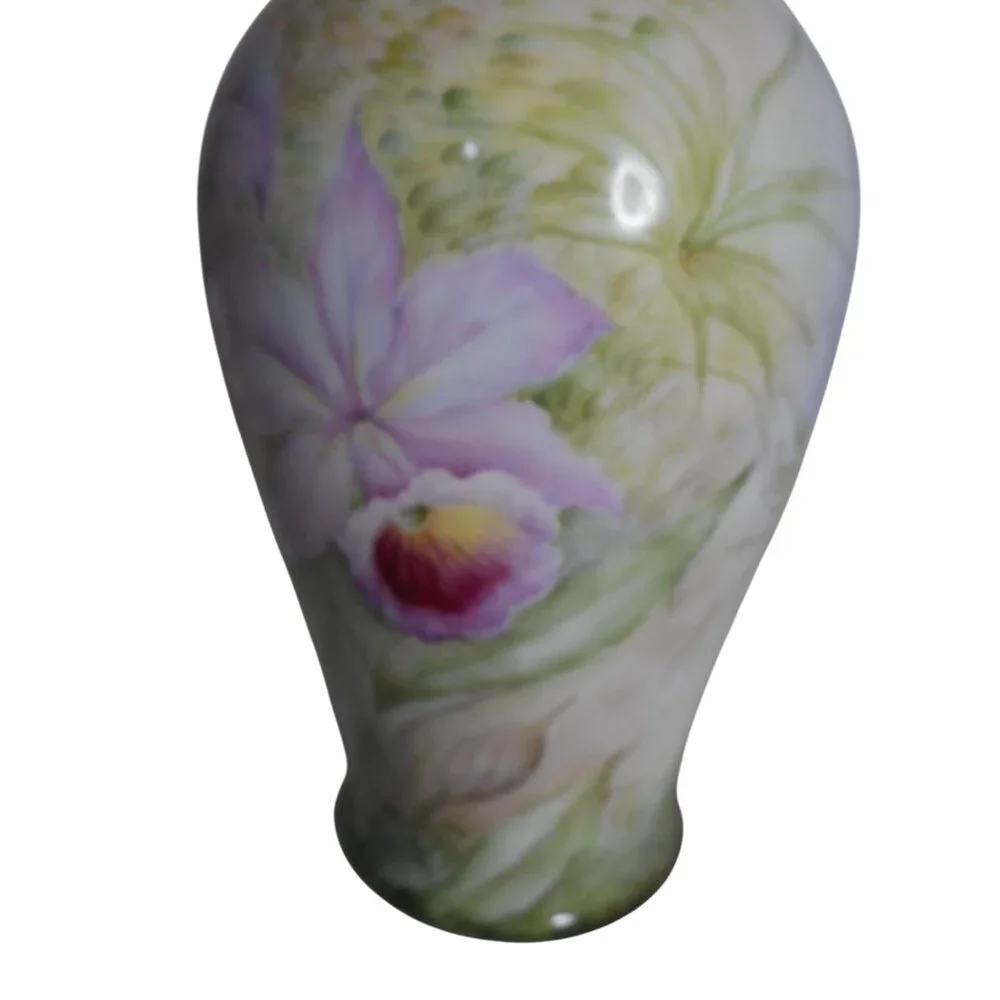 Vintage c 1930 Epiag Czechoslovakian Porcelain Floral Orchid vase pastels